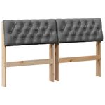Casa si Gradina - Mobilier - Paturi si accesorii - Accesorii paturi - Tablie de pat tapitata Gri inchis 140 cm Lemn de pin masiv - Infinity.ro