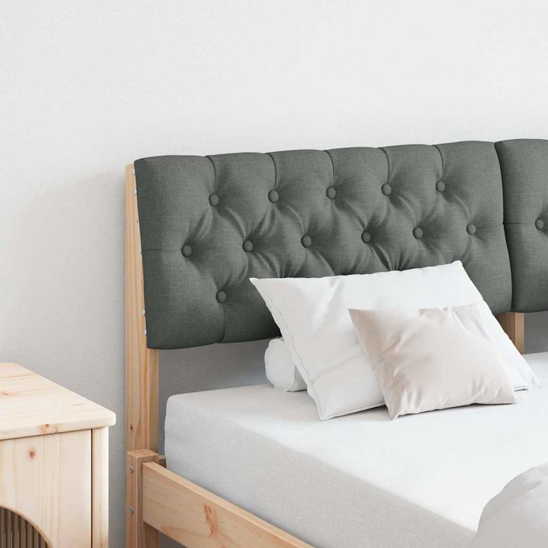 Casa si Gradina - Mobilier - Paturi si accesorii - Accesorii paturi - Tablie de pat tapitata Gri inchis 140 cm Lemn de pin masiv - Infinity.ro