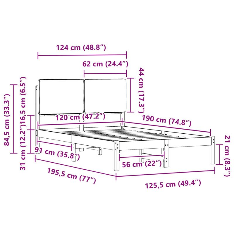 Casa si Gradina - Mobilier - Paturi si accesorii - Paturi - Cadru de pat cu tablie tapitata cu headboard Negru 120 x 190 cm - Infinity.ro