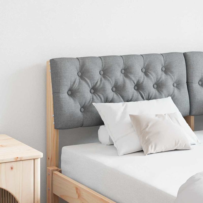 Casa si Gradina - Mobilier - Paturi si accesorii - Accesorii paturi - Tablie de pat tapitata Gri deschis 140 cm Lemn de pin masiv - Infinity.ro