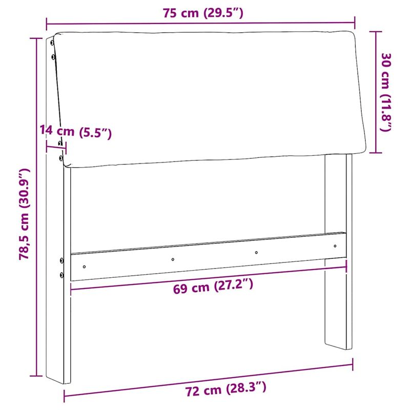 Casa si Gradina - Mobilier - Paturi si accesorii - Accesorii paturi - Tablie de pat tapitata Gri inchis 75 cm Lemn de pin masiv - Infinity.ro
