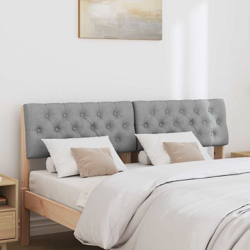 Casa si Gradina - Mobilier - Paturi si accesorii - Accesorii paturi - Tablie de pat tapitata Gri deschis 140 cm Lemn de pin masiv - Infinity.ro