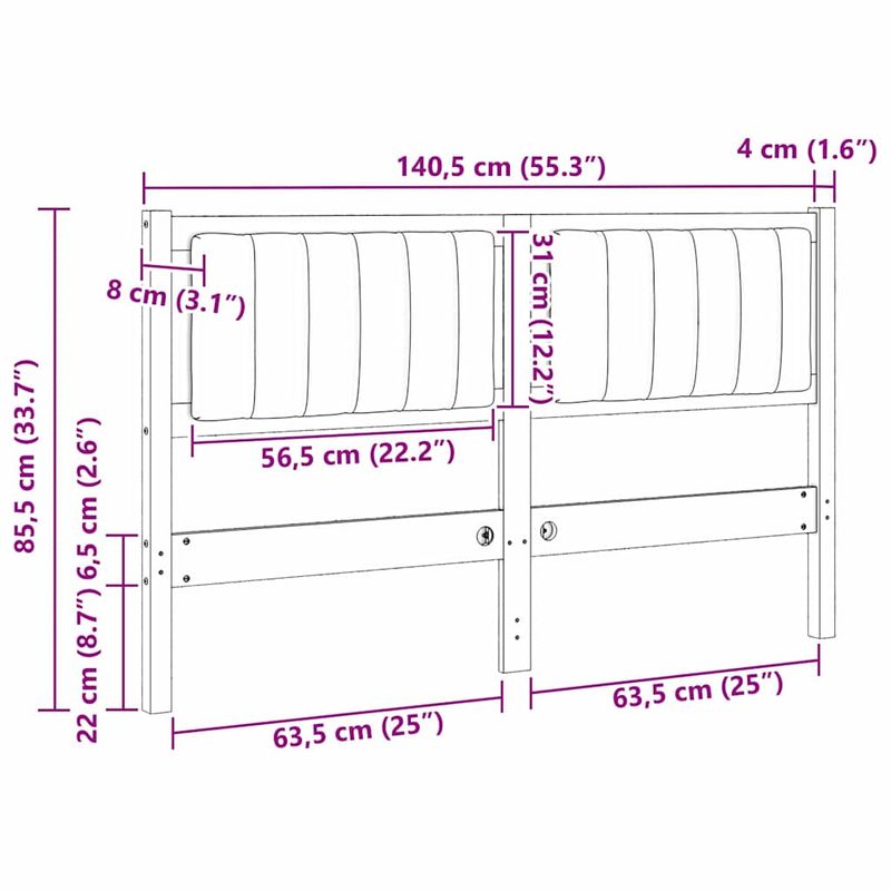 Casa si Gradina - Mobilier - Paturi si accesorii - Accesorii paturi - Tablie de pat tapitata cu Tablie de pat Alb 135 cm Lemn de pin masiv - Infinity.ro