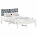Casa si Gradina - Mobilier - Paturi si accesorii - Paturi - Cadru de pat cu tablie tapitata cu headboard Alb 120 x 190 cm - Infinity.ro