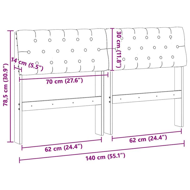 Casa si Gradina - Mobilier - Paturi si accesorii - Accesorii paturi - Tablie de pat tapitata Gri inchis 140 cm Lemn de pin masiv - Infinity.ro