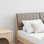 Casa si Gradina - Mobilier - Paturi si accesorii - Accesorii paturi - Tablie de pat tapitata Gri taupe 120 cm Lemn de pin masiv - Infinity.ro