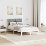 Casa si Gradina - Mobilier - Paturi si accesorii - Paturi - Cadru de pat cu tablie tapitata cu headboard Alb 120 x 190 cm - Infinity.ro