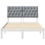 Casa si Gradina - Mobilier - Paturi si accesorii - Paturi - Cadru de pat cu tablie tapitata cu headboard Alb 120 x 190 cm - Infinity.ro