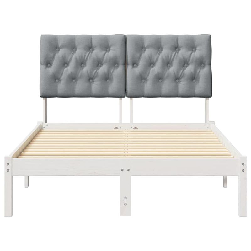 Casa si Gradina - Mobilier - Paturi si accesorii - Paturi - Cadru de pat cu tablie tapitata cu headboard Alb 120 x 190 cm - Infinity.ro