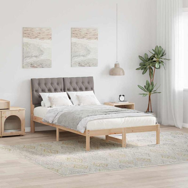 Casa si Gradina - Mobilier - Paturi si accesorii - Paturi - Cadru de pat cu tablie tapitata cu headboard Maro 120 x 200 cm - Infinity.ro
