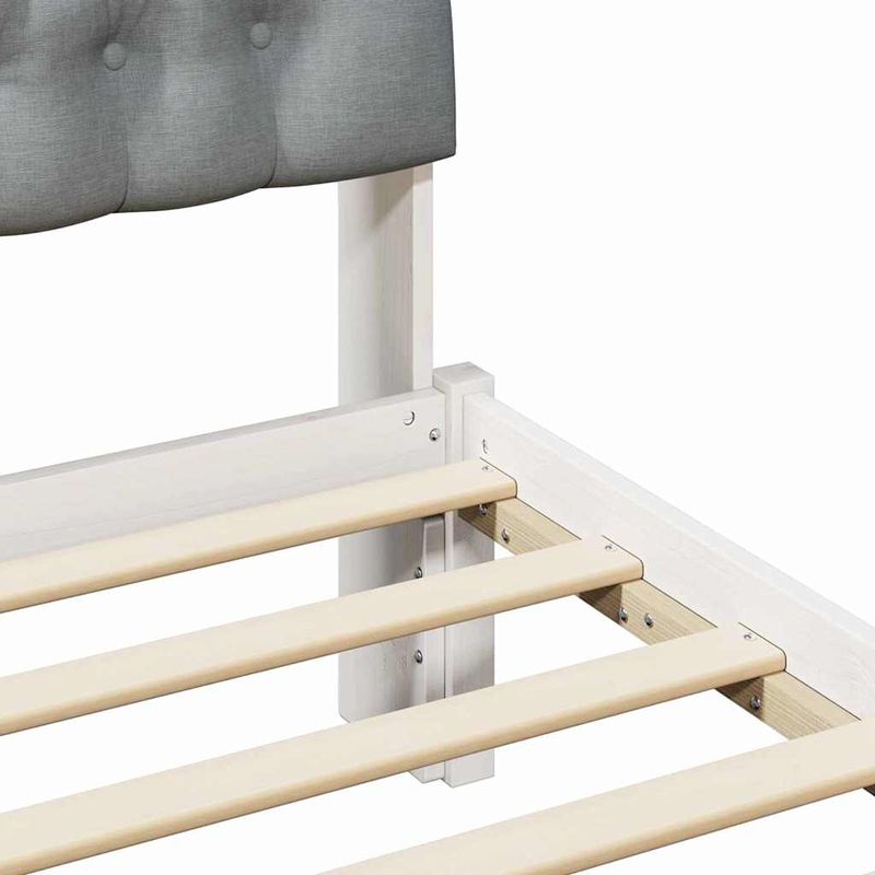 Casa si Gradina - Mobilier - Paturi si accesorii - Paturi - Cadru de pat cu tablie tapitata cu headboard Alb 120 x 190 cm - Infinity.ro