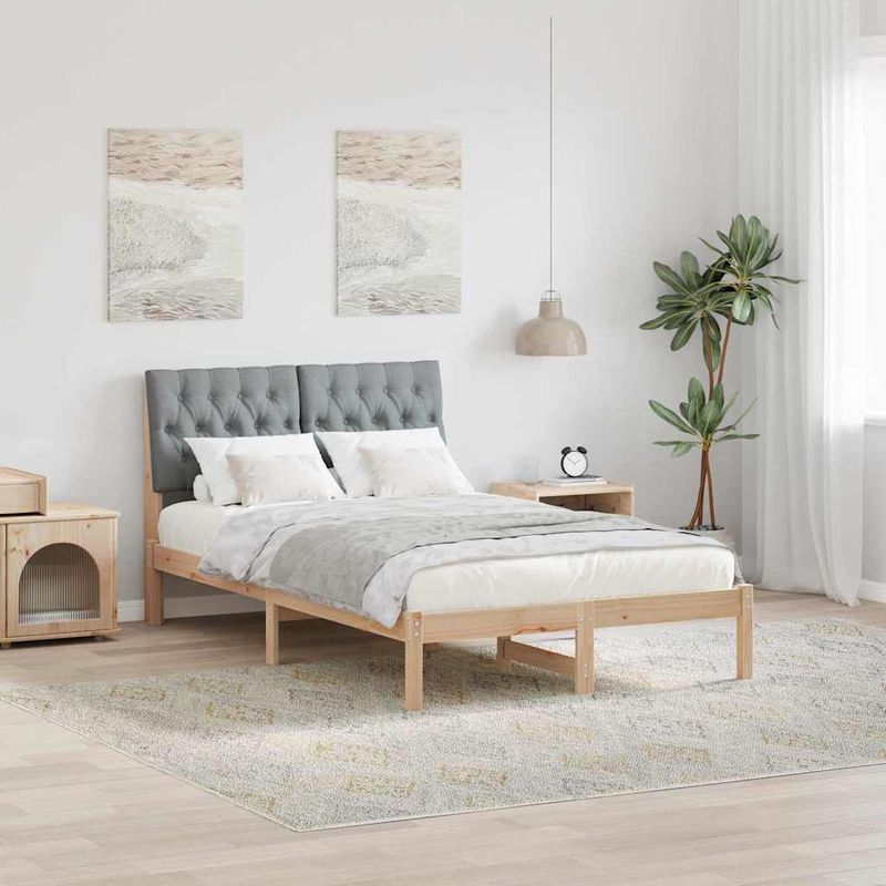 Casa si Gradina - Mobilier - Paturi si accesorii - Paturi - Cadru de pat cu tablie tapitata cu headboard Maro 120 x 190 cm - Infinity.ro