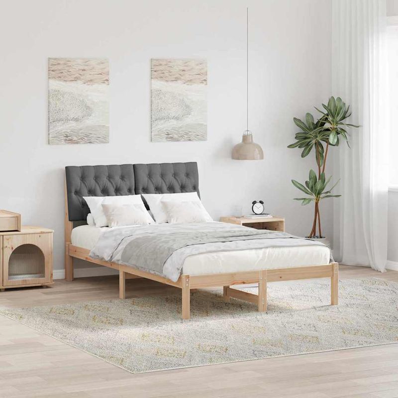 Casa si Gradina - Mobilier - Paturi si accesorii - Paturi - Cadru de pat cu tablie tapitata cu headboard Maro 120 x 190 cm - Infinity.ro