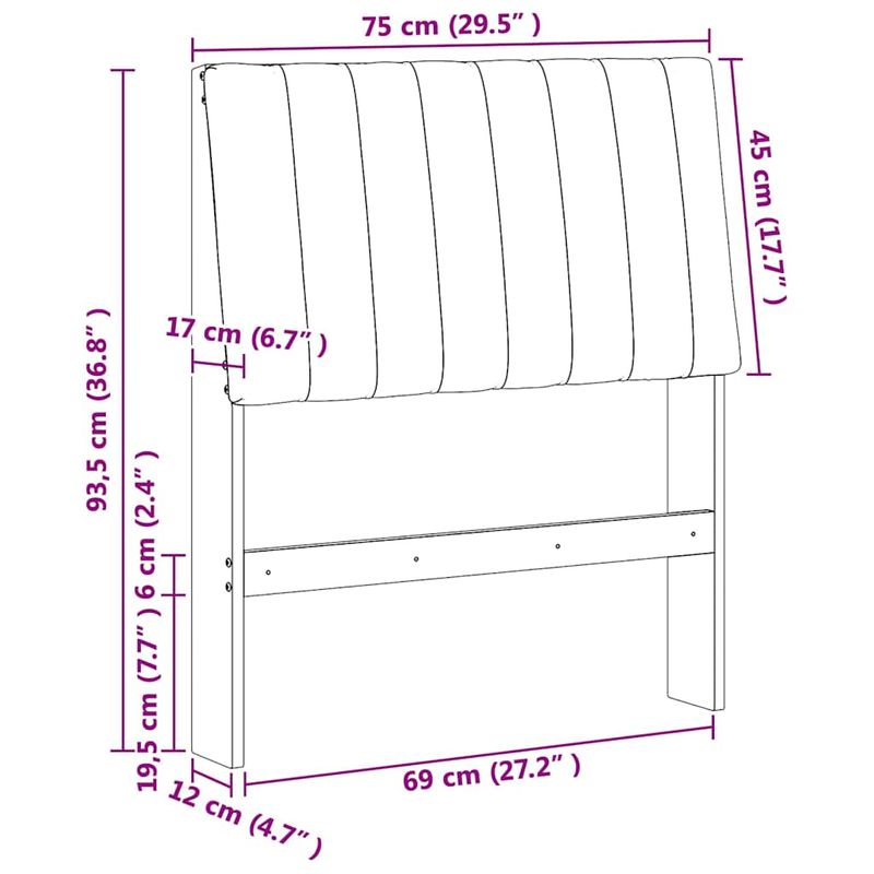 Casa si Gradina - Mobilier - Paturi si accesorii - Accesorii paturi - Tablie de pat tapitata Gri deschis 75 cm Lemn de pin masiv - Infinity.ro