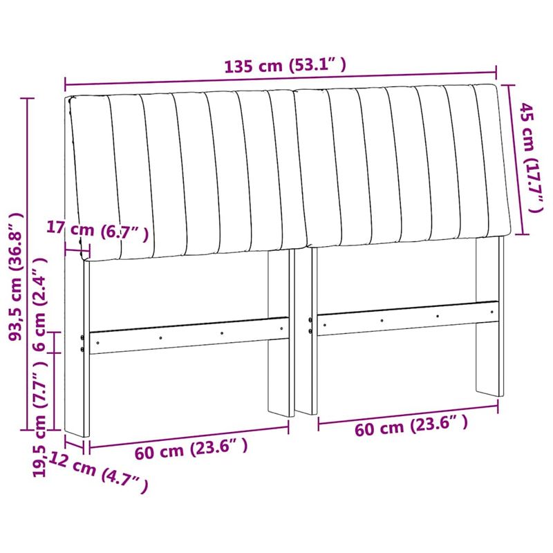 Casa si Gradina - Mobilier - Paturi si accesorii - Accesorii paturi - Tablie de pat tapitata Gri deschis 135 cm Lemn de pin masiv - Infinity.ro