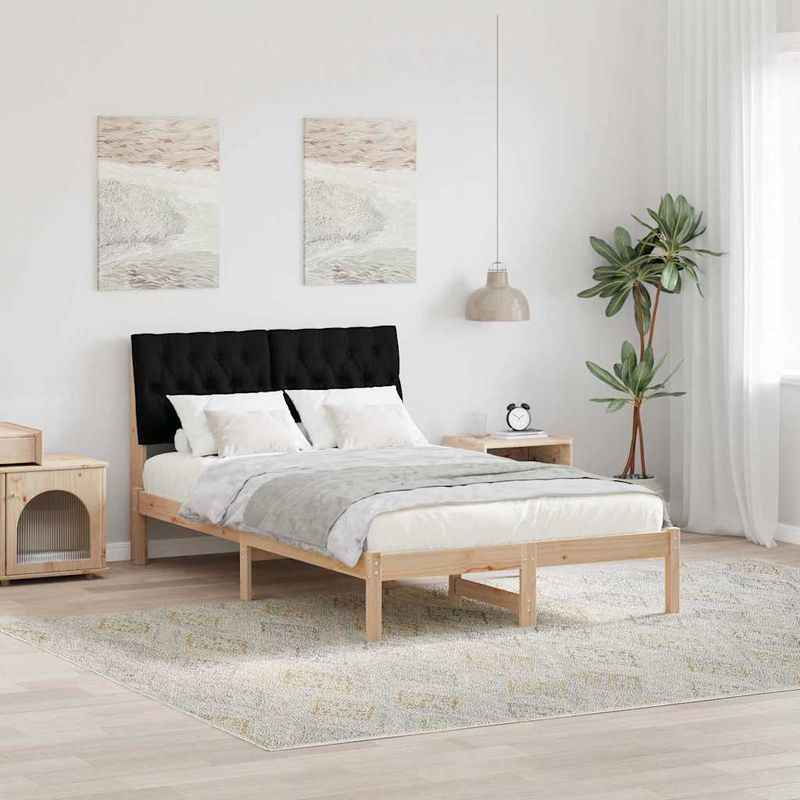 Casa si Gradina - Mobilier - Paturi si accesorii - Paturi - Cadru de pat cu tablie tapitata cu headboard Maro 120 x 190 cm - Infinity.ro
