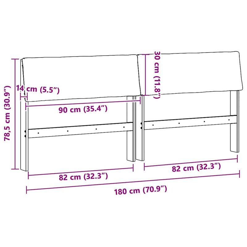Casa si Gradina - Mobilier - Paturi si accesorii - Accesorii paturi - Tablie de pat tapitata Gri inchis 180 cm Lemn de pin masiv - Infinity.ro