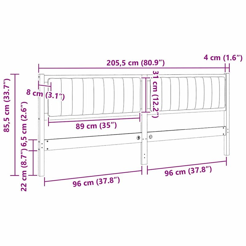 Casa si Gradina - Mobilier - Paturi si accesorii - Accesorii paturi - Tablie de pat tapitata cu Tablie de pat Maro 200 cm Lemn de pin masiv - Infinity.ro