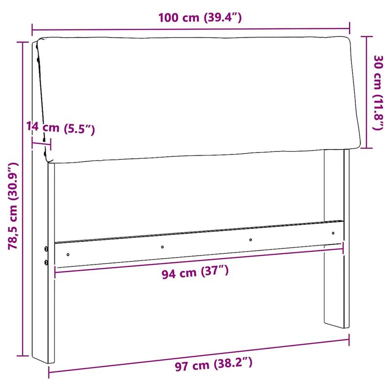 Casa si Gradina - Mobilier - Paturi si accesorii - Accesorii paturi - Tablie de pat tapitata Gri inchis 100 cm Lemn de pin masiv - Infinity.ro