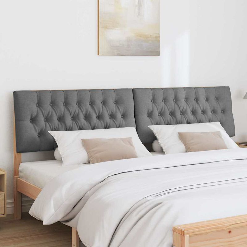 Casa si Gradina - Mobilier - Paturi si accesorii - Accesorii paturi - Tablie de pat tapitata Gri inchis 200 cm Lemn de pin masiv - Infinity.ro