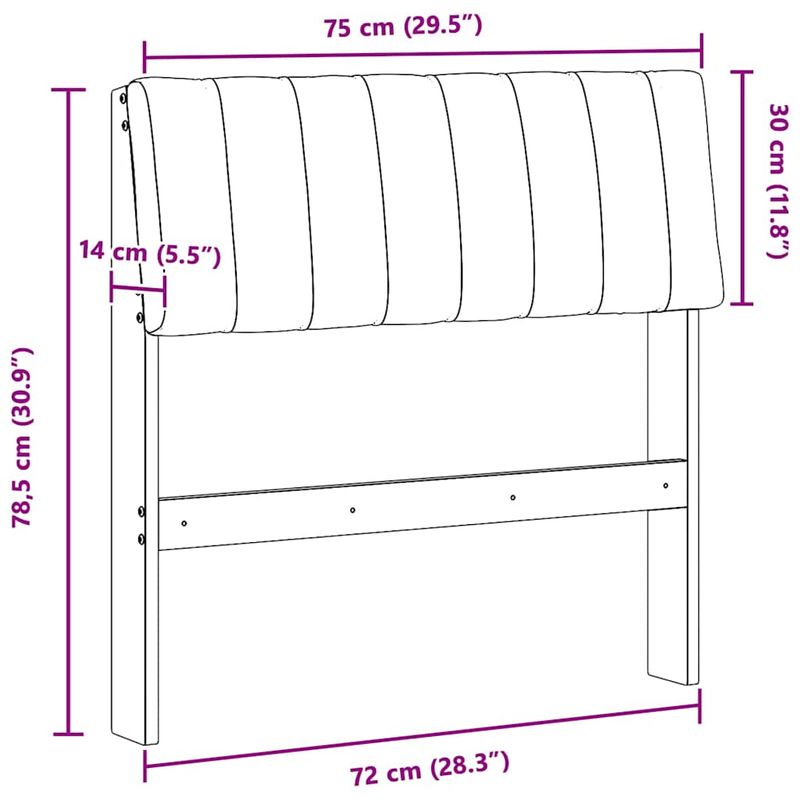 Casa si Gradina - Mobilier - Paturi si accesorii - Accesorii paturi - Tablie de pat tapitata Gri deschis 75 cm Lemn de pin masiv - Infinity.ro