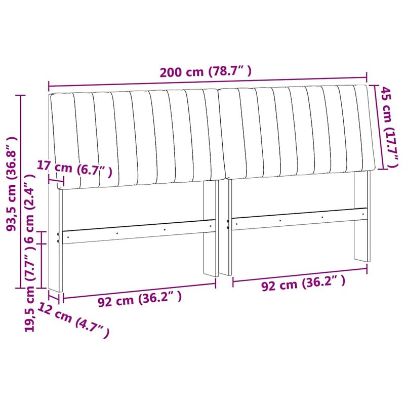 Casa si Gradina - Mobilier - Paturi si accesorii - Accesorii paturi - Tablie de pat tapitata Negru 200 cm Lemn de pin masiv - Infinity.ro