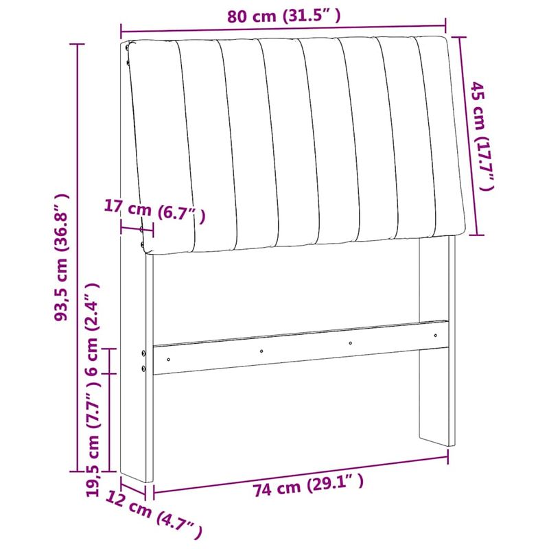 Casa si Gradina - Mobilier - Paturi si accesorii - Accesorii paturi - Tablie de pat tapitata Gri inchis 80 cm Lemn de pin masiv - Infinity.ro