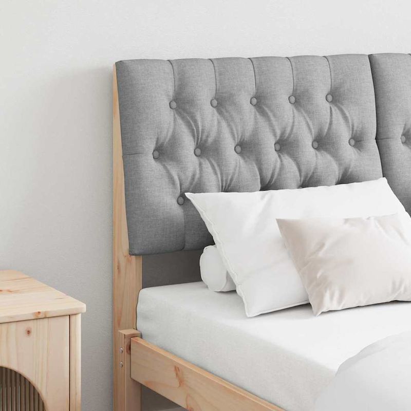 Casa si Gradina - Mobilier - Paturi si accesorii - Accesorii paturi - Tablie de pat tapitata Gri deschis 140 cm Lemn de pin masiv - Infinity.ro