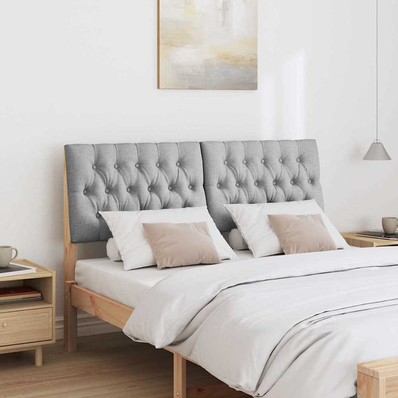 Casa si Gradina - Mobilier - Paturi si accesorii - Accesorii paturi - Tablie de pat tapitata Gri deschis 140 cm Lemn de pin masiv - Infinity.ro