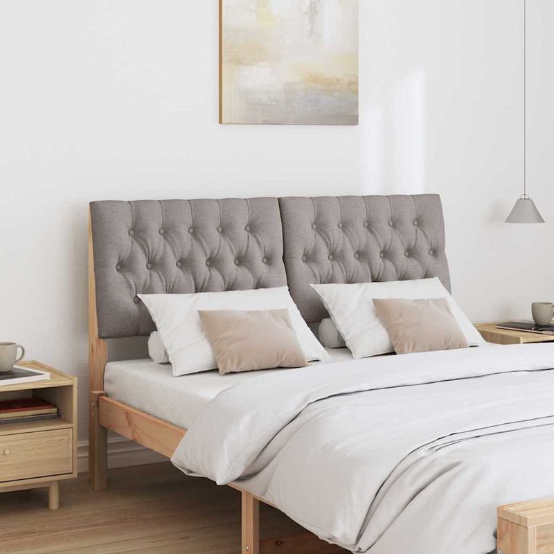 Casa si Gradina - Mobilier - Paturi si accesorii - Accesorii paturi - Tablie de pat tapitata Gri taupe 140 cm Lemn de pin masiv - Infinity.ro
