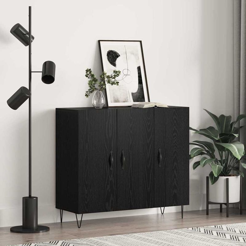 Casa si Gradina - Mobilier - Comode si corpuri - Comode - Bufet Stejar negru 90 x 34 x 80 cm Lemn compozit - Infinity.ro