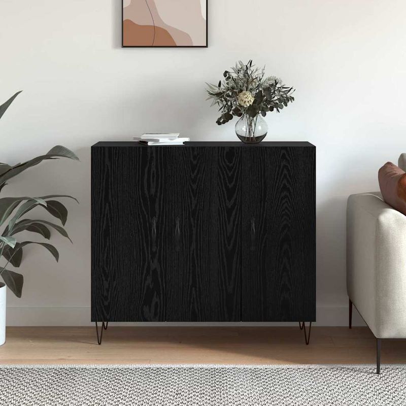 Casa si Gradina - Mobilier - Comode si corpuri - Comode - Bufet Stejar negru 90 x 34 x 80 cm Lemn compozit - Infinity.ro