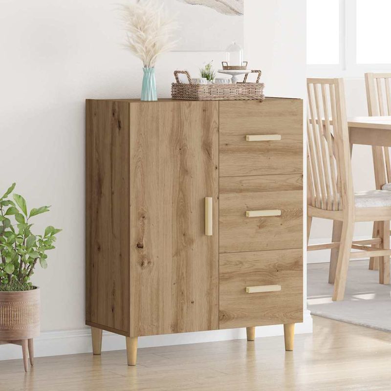 Casa si Gradina - Mobilier - Comode si corpuri - Comode - Bufet stejar artizanal 34 x 69.5 x 90 cm Lemn compozit - Infinity.ro