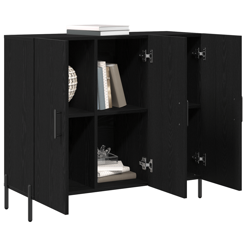 Casa si Gradina - Mobilier - Comode si corpuri - Comode - Bufet Stejar Negru 90x34x80 cm Fabricat din Lemn Prelucrat - Infinity.ro