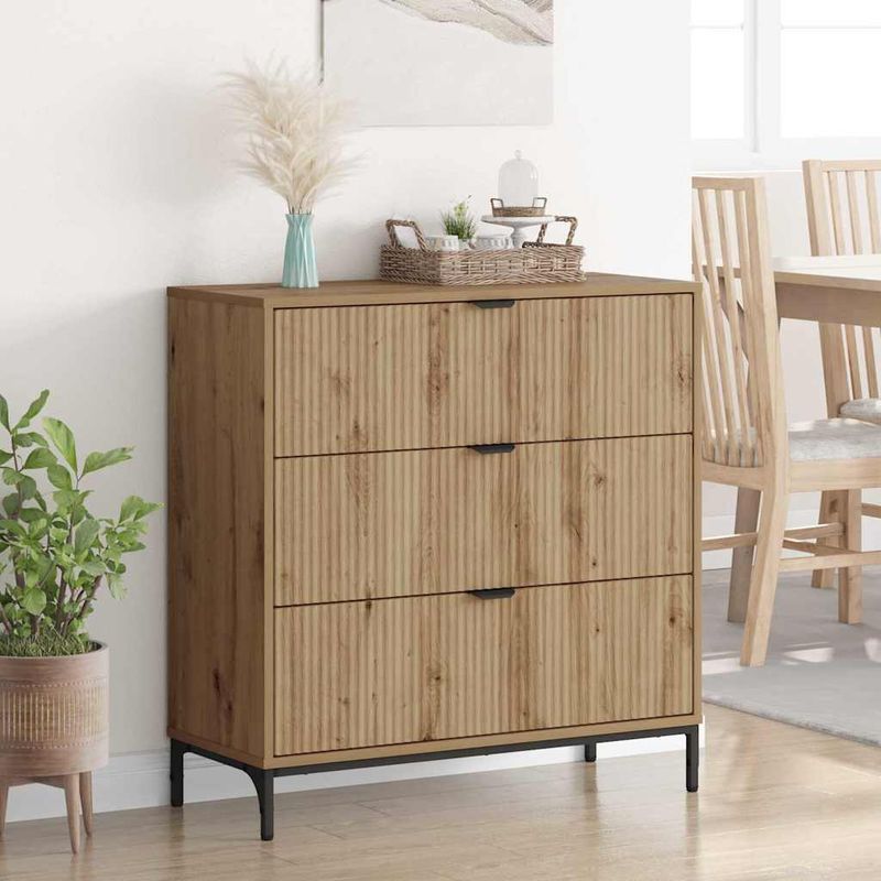 Casa si Gradina - Mobilier - Comode si corpuri - Comode - Bufet stejar artizanal 79.5 x 33 x 82 cm Lemn compozit - Infinity.ro
