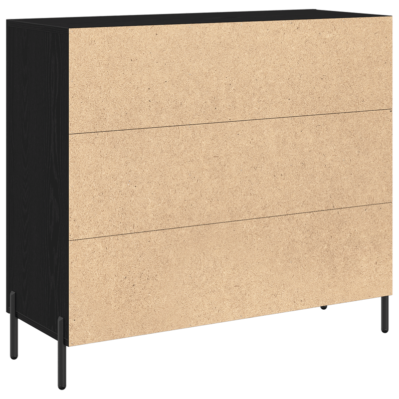 Casa si Gradina - Mobilier - Comode si corpuri - Comode - Bufet Stejar Negru 90x34x80 cm Fabricat din Lemn Prelucrat - Infinity.ro