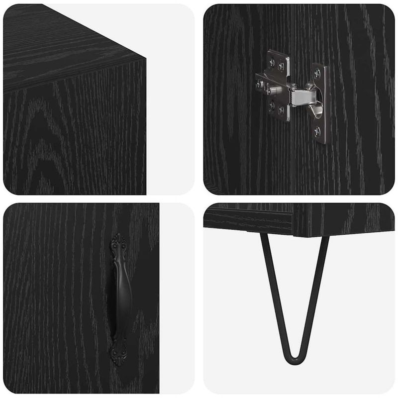 Casa si Gradina - Mobilier - Comode si corpuri - Comode - Bufet Stejar negru 90 x 34 x 80 cm Lemn compozit - Infinity.ro