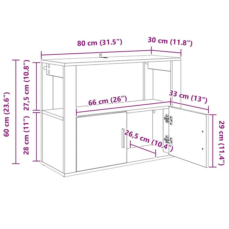 Casa si Gradina - Mobilier - Comode si corpuri - Comode - Bufet stejar artizanal 80 x 30 x 60 cm Lemn compozit - Infinity.ro