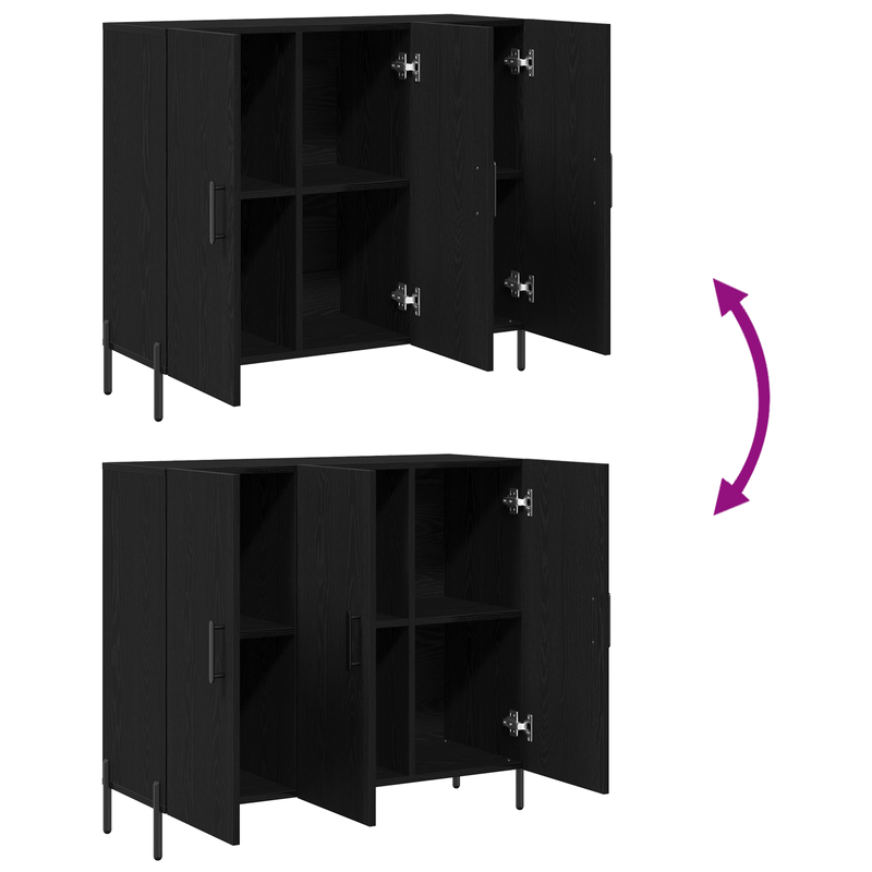 Casa si Gradina - Mobilier - Comode si corpuri - Comode - Bufet Stejar Negru 90x34x80 cm Fabricat din Lemn Prelucrat - Infinity.ro