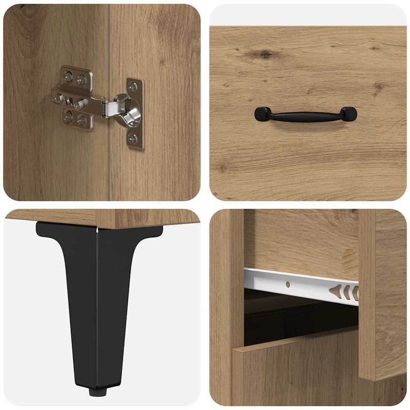 Casa si Gradina - Mobilier - Comode si corpuri - Corpuri bucatarie - Bufet Stejar Artizanal 69,5 x 34 x 180 cm Lemn compozit - Infinity.ro