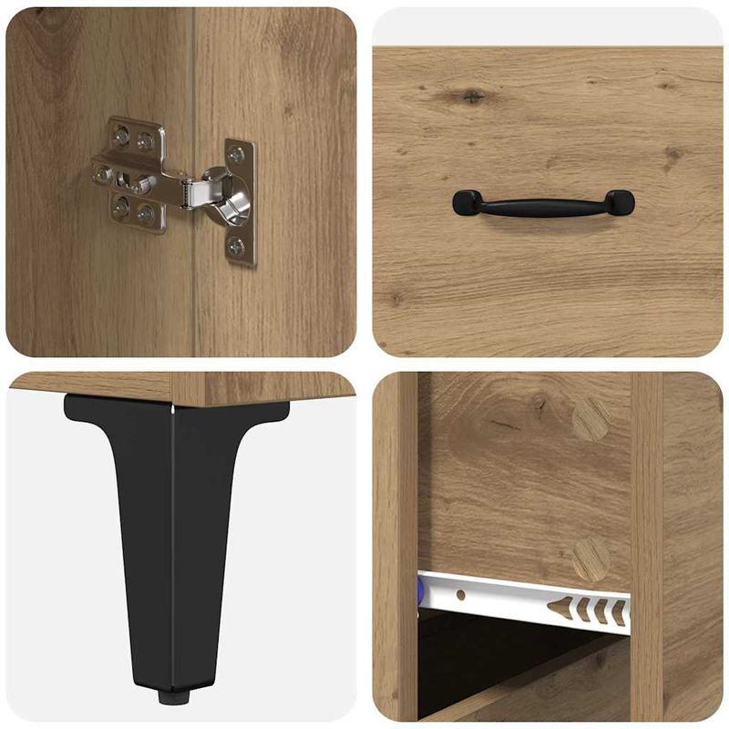Casa si Gradina - Mobilier - Comode si corpuri - Corpuri bucatarie - Bufet Stejar Artizanal 69,5 x 34 x 180 cm Lemn compozit - Infinity.ro