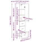 Casa si Gradina - Mobilier - Comode si corpuri - Corpuri bucatarie - Bufet Stejar Artizanal 34,5 x 34 x 180 cm Lemn compozit - Infinity.ro