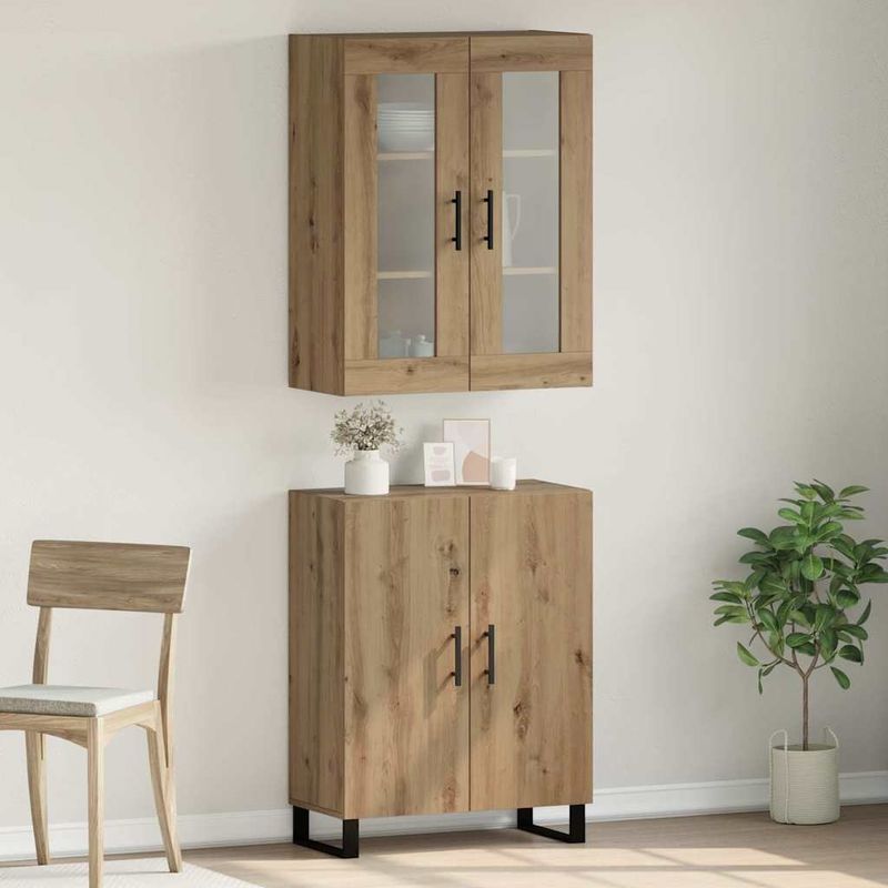 Casa si Gradina - Mobilier - Comode si corpuri - Comode - Bufet stejar artizanal Set de doua piese Lemn compozit - Infinity.ro