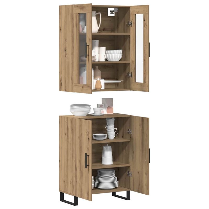 Casa si Gradina - Mobilier - Comode si corpuri - Comode - Bufet stejar artizanal Set de doua piese Lemn compozit - Infinity.ro