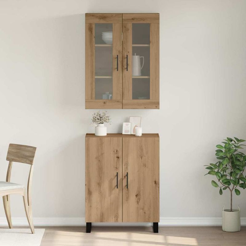 Casa si Gradina - Mobilier - Comode si corpuri - Comode - Bufet stejar artizanal Set de doua piese Lemn compozit - Infinity.ro