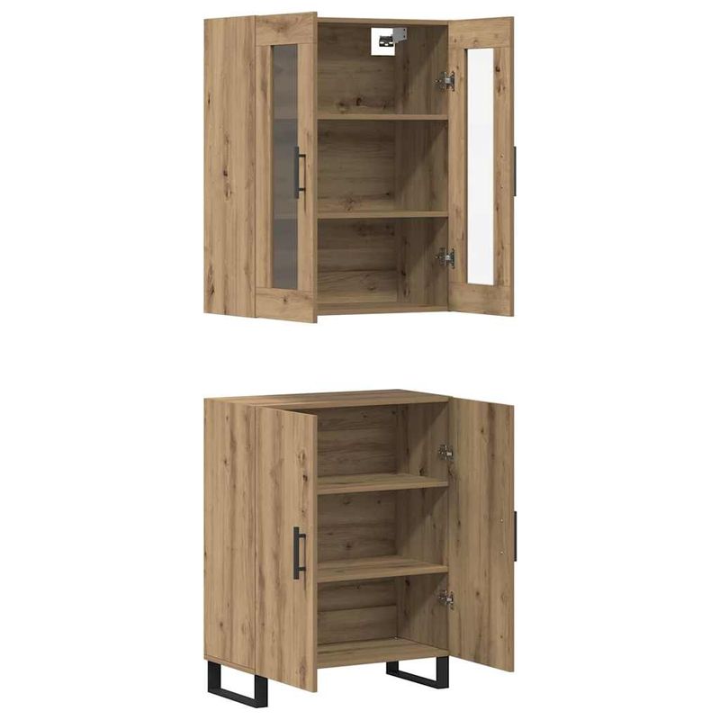 Casa si Gradina - Mobilier - Comode si corpuri - Comode - Bufet stejar artizanal Set de doua piese Lemn compozit - Infinity.ro