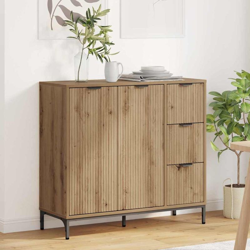 Casa si Gradina - Mobilier - Comode si corpuri - Comode - Bufet stejar artizanal 89.5 x 33 x 82 cm Lemn compozit - Infinity.ro