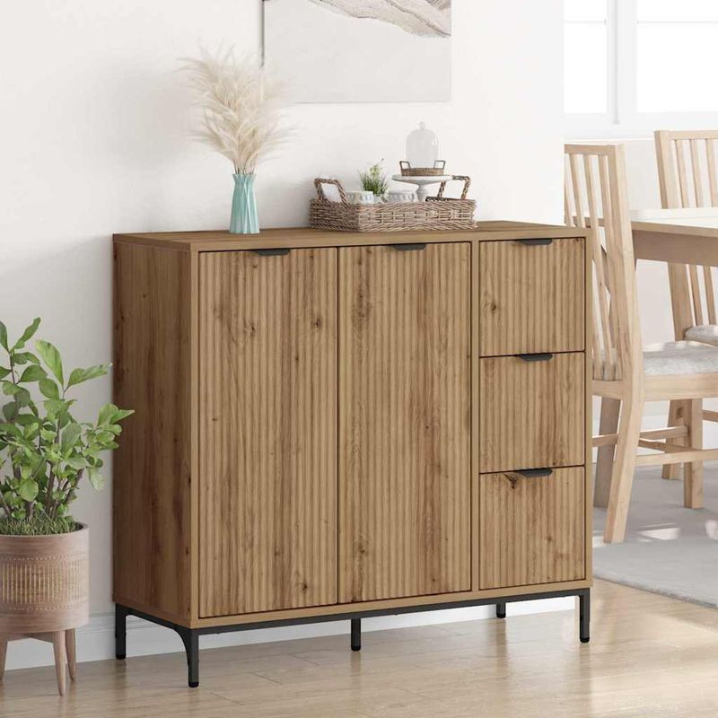 Casa si Gradina - Mobilier - Comode si corpuri - Comode - Bufet stejar artizanal 89.5 x 33 x 82 cm Lemn compozit - Infinity.ro