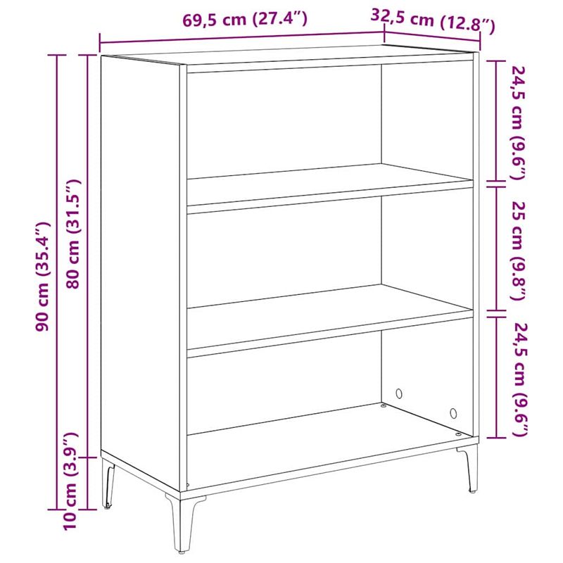 Casa si Gradina - Mobilier - Comode si corpuri - Comode - Bufet stejar artizanal 32.5 x 69.5 x 90 cm Lemn compozit - Infinity.ro