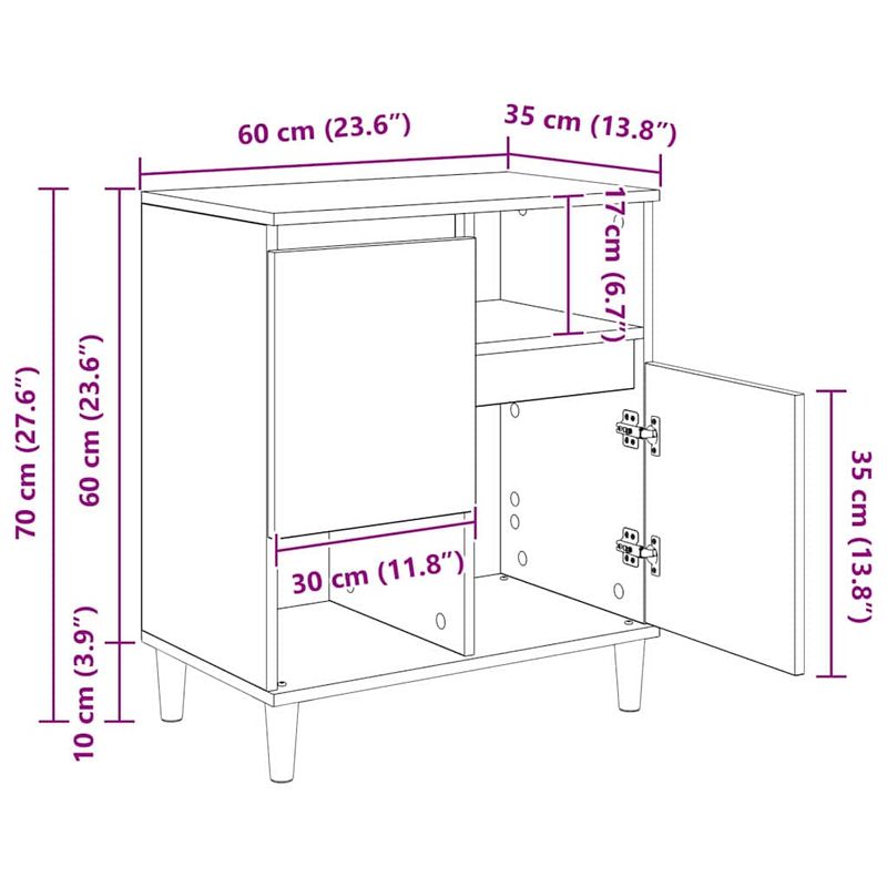 Casa si Gradina - Mobilier - Comode si corpuri - Comode - Bufet stejar artizanal 35 x 60 x 70 cm Lemn compozit - Infinity.ro